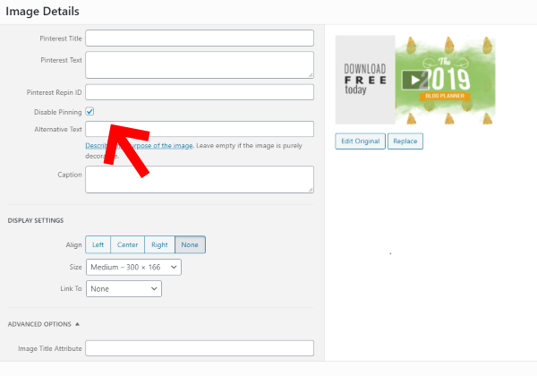 how to disable pinning images that are in your blog posts with Tasty Pin wordpress plugin
