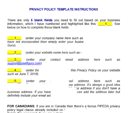 example of privacy policy template