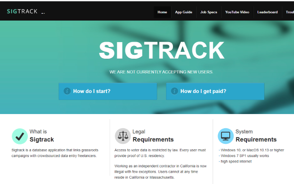 sigtrack data entry jobs